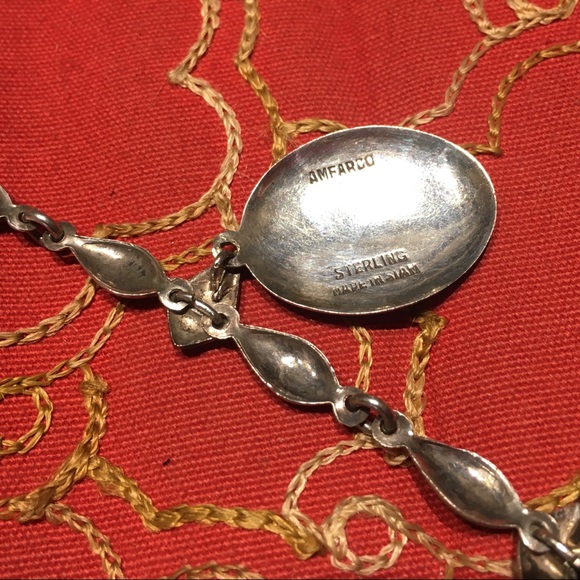 Vtg. Siam Sterling & Enamel Necklace - Picture 8 of 10